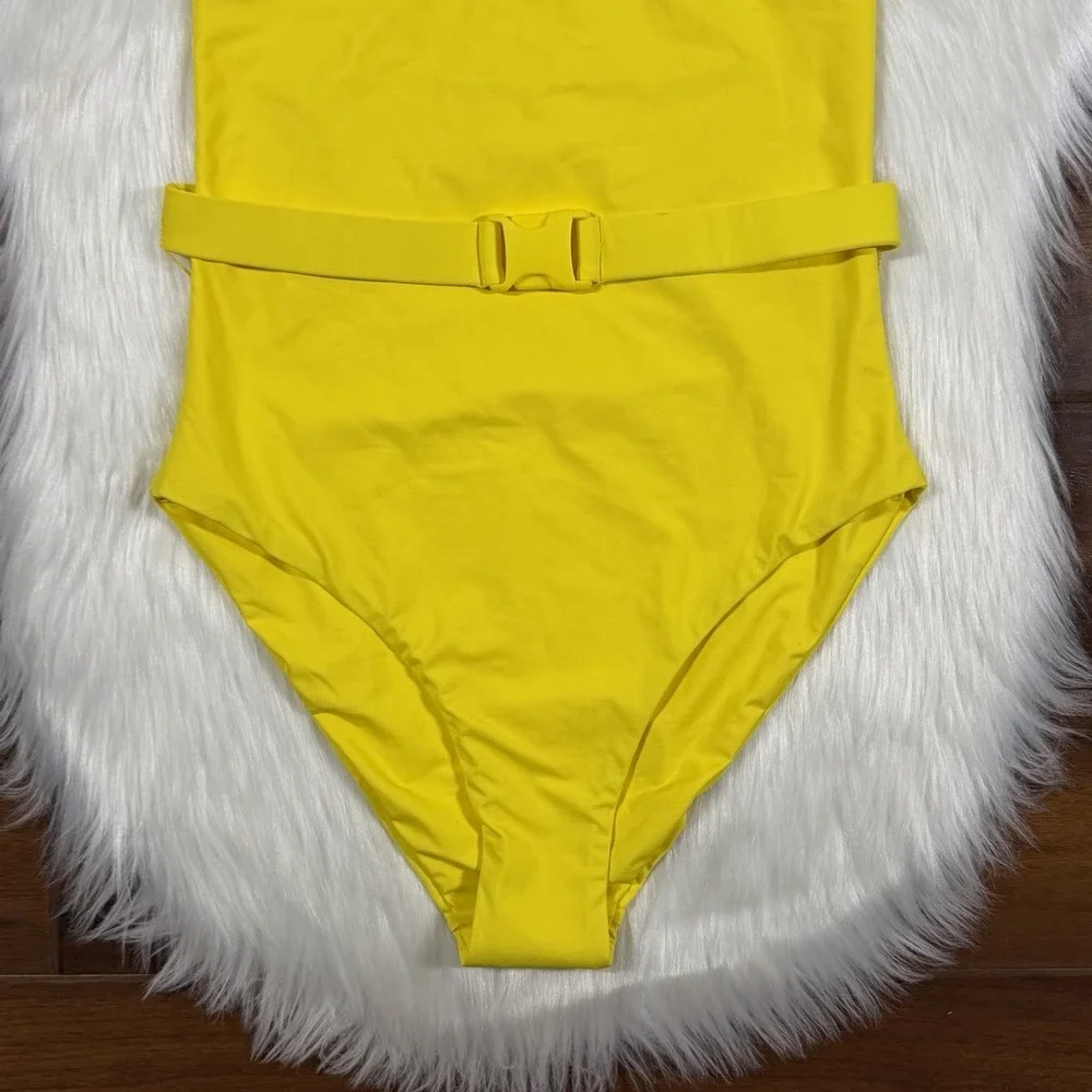 Melissa Odabash Size 40 /‎ US 4 Yellow Nevis Belted One Piece Racerback Swimsuit